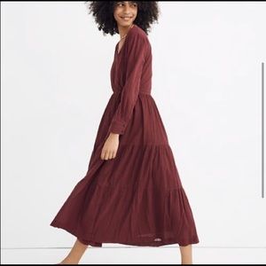 Madewell Cinch-Waist Tiered MIDI Dress